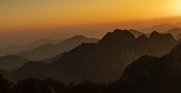 黄山日落