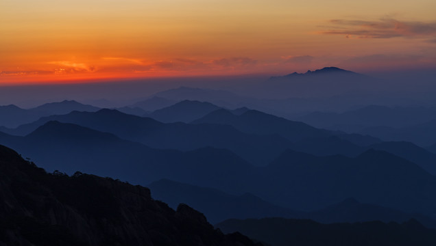 黄山日落