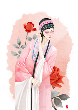 手繪青衣插畫