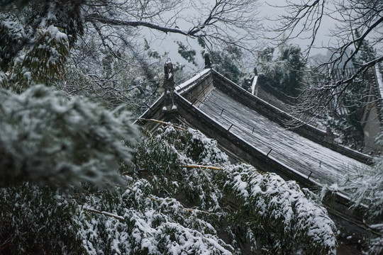 潭柘寺雪景大山古建筑雪景