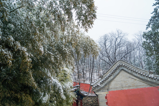 潭柘寺雪景大山古建筑雪景