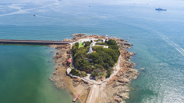 航拍青岛小青岛景区