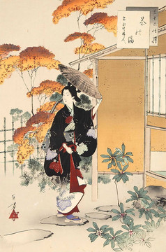 水野年方三十六佳撰茶水寶永頃婦人