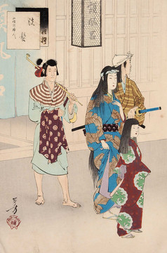 水野年方三十六佳撰洗髪正保頃婦人