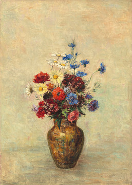 奥迪隆·雷东花瓶中的花朵