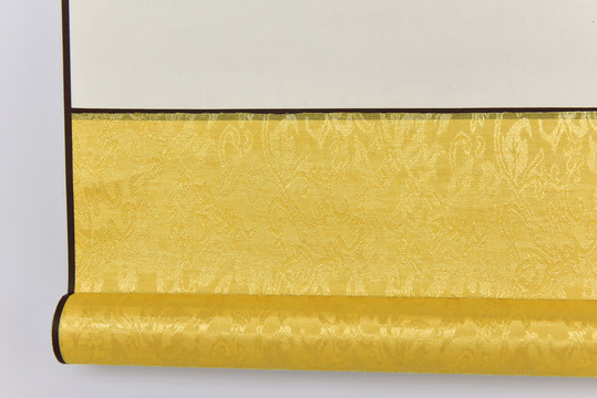 金色色锦布装裱空白挂轴空白画卷