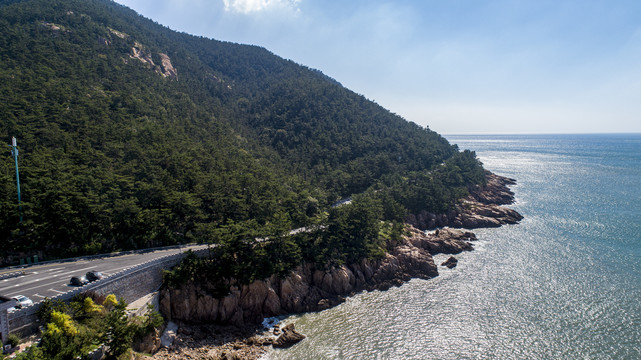 航拍青岛崂山风景区