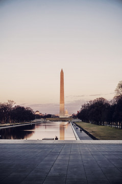 黄昏日落华盛顿纪念碑