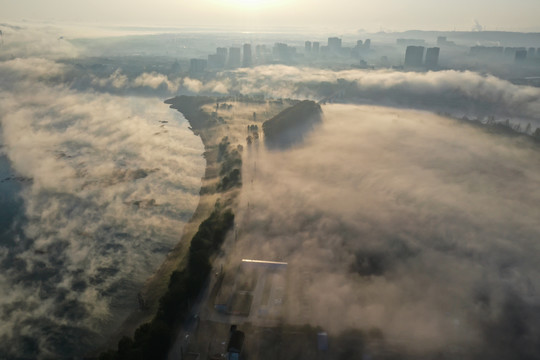 城市上空平流雾