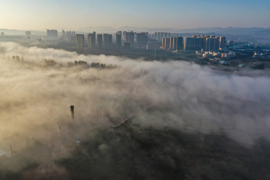 城市上空平流雾