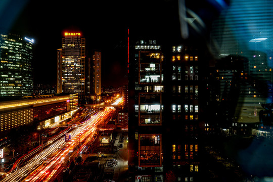 北京大望路蓝堡国际窗外夜景
