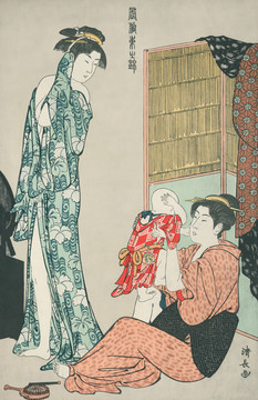 鳥居清長(zhǎng)風(fēng)俗東之錦湯上