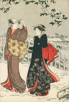 鳥居清長雪之真土山右