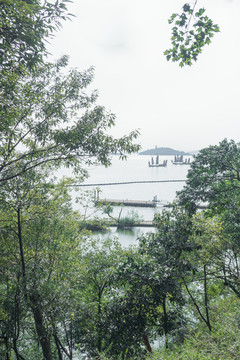 太湖岸边万浪桥风景