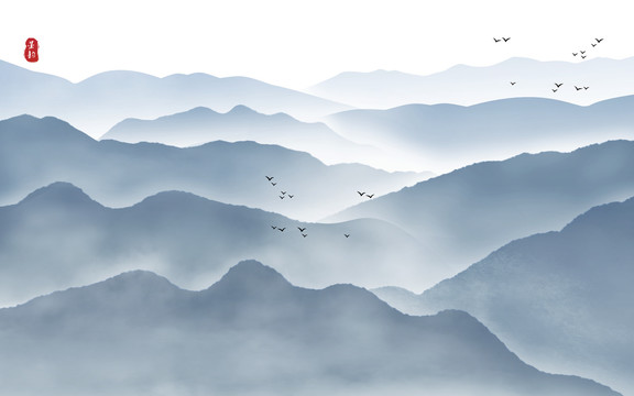 寫(xiě)意水墨山水圖