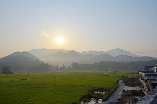 农村早晨日出