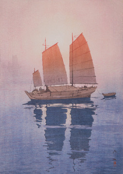 吉田博瀬戸內(nèi)海集帆船