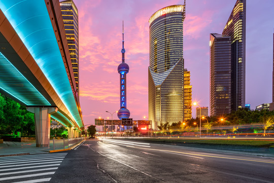 上海街道风光夜景