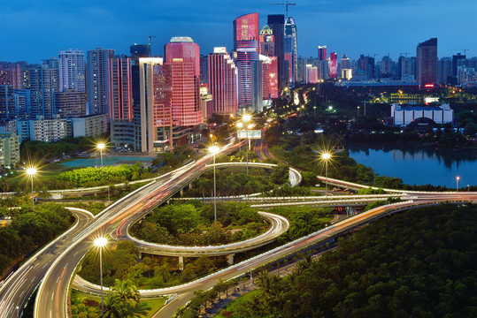 海口世纪立交城市风光夜景