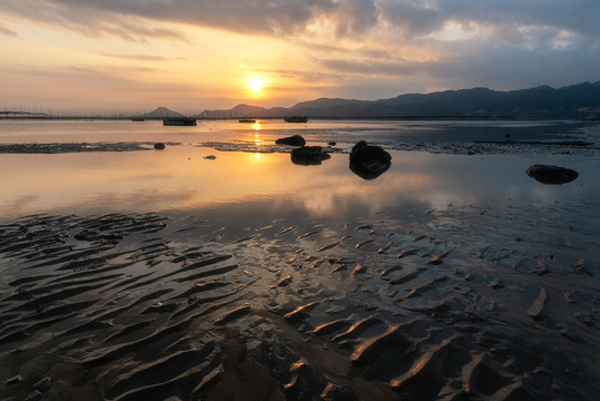 霞浦北兜海滩滩涂日出