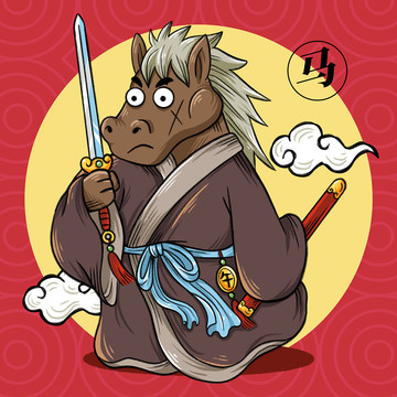 原創(chuàng)國潮插畫十二生肖馬年