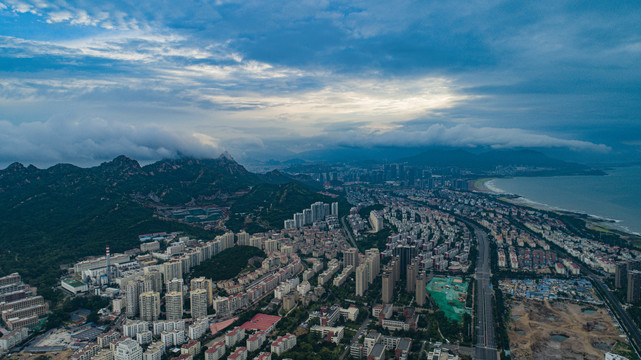 航拍青岛东部城区