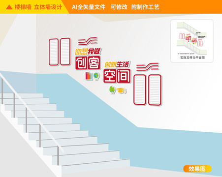 創(chuàng)客空間樓梯文化墻