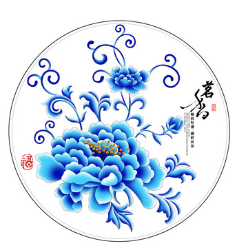 吉祥牡丹分層設(shè)計(jì)插畫(huà)圖案