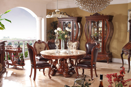 美式实木餐桌餐椅酒柜家具