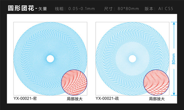 圆形团花底纹代金券花纹凹凸压纹