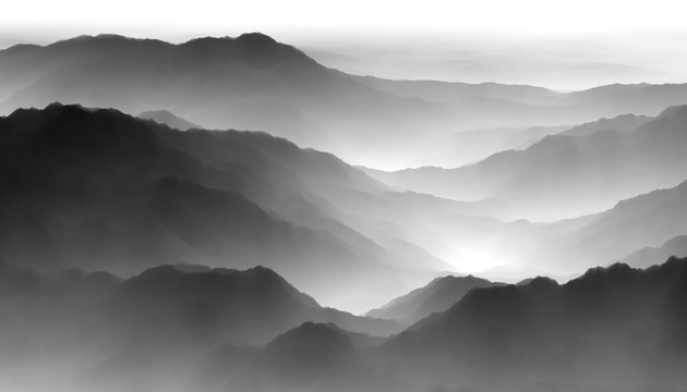 水墨山疊山