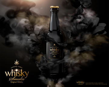 黑色威士忌广告与烟雾特效