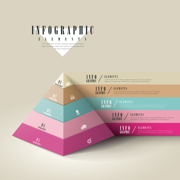 彩色立体金字塔信息图表