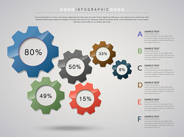 彩色齿轮信息图表