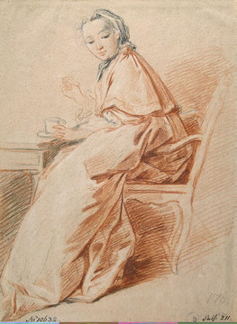 弗朗索瓦·布歇坐在椅子上的女人