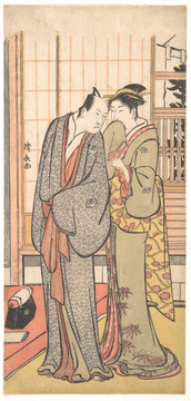 鳥居清長演員市川耀三世和一位藝妓