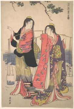 鳥居清長村上和松風(fēng)的兩個(gè)姐妹