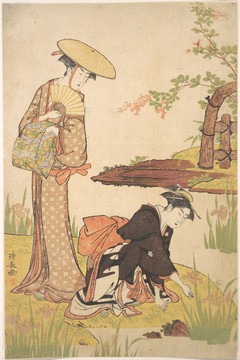鳥居清長田地里的女人