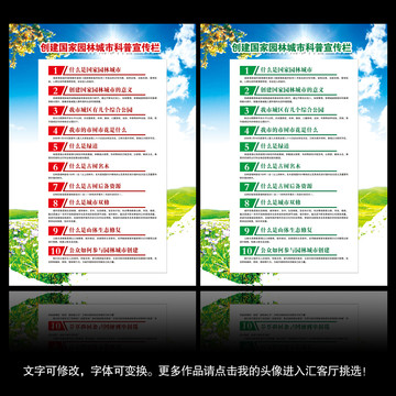 創(chuàng)建國家園林城市科普宣傳欄