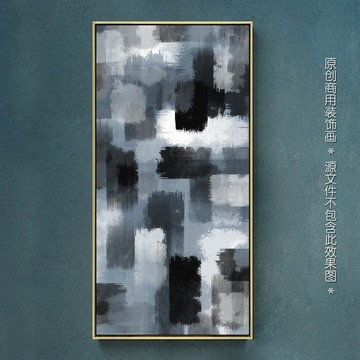 北歐藍(lán)色抽象油畫裝飾畫