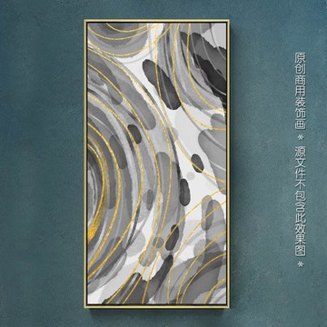 現(xiàn)在金色水墨抽象玄關(guān)裝飾畫