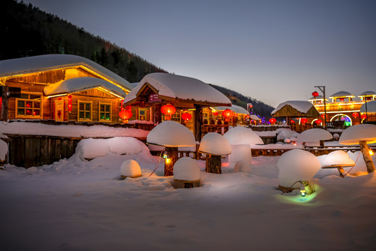 冬季阿尔山雪村