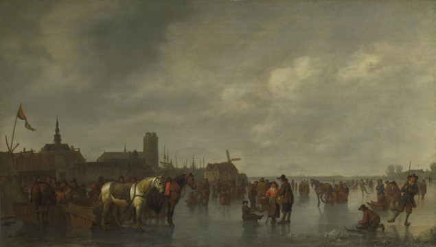 Abraham Van Calraet多德雷赫特外的冰上场景