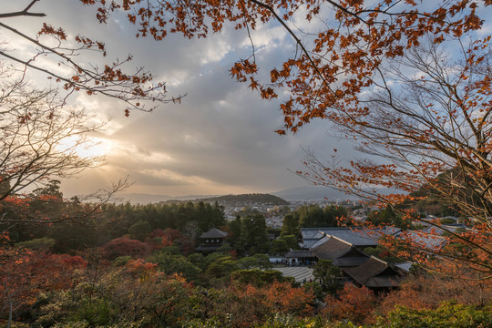 日本京都银阁寺枫叶美景