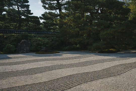 日本京都寺庙枯山水景观