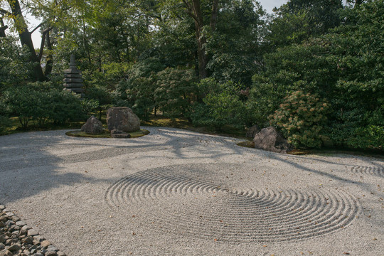 日本京都寺庙枯山水景观