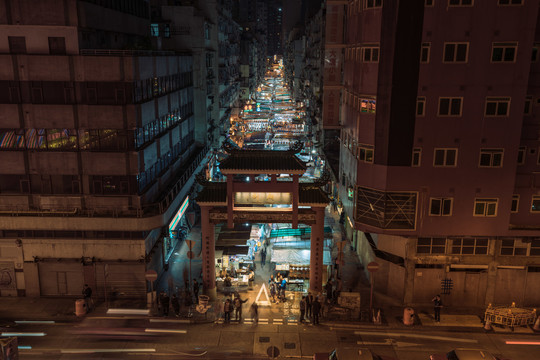 香港庙街夜景