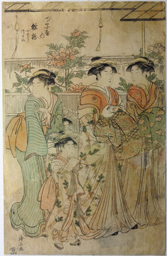 鳥居清長妓女喜歡盛開的牡丹