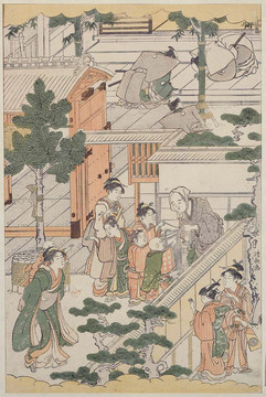 鳥居清長三聯(lián)畫新年假期