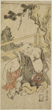 鳥(niǎo)居清長(zhǎng)布袋正在和一個(gè)中國(guó)男孩一起玩